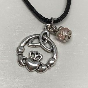 Charmed Claddagh Triquetra Trinity Knot Pink Bead
